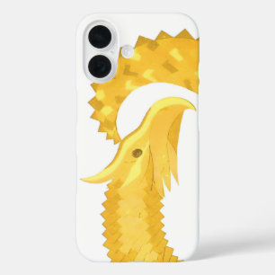 Coques iPhone 16 Dragon coeur jaune sur fond blanc