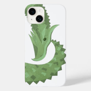 Coque Pour iPhone 14 Dragon cœur vert olive sur fond blanc