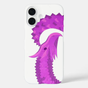 Coques iPhone 16 Dragon cœur violet brillant sur fond blanc