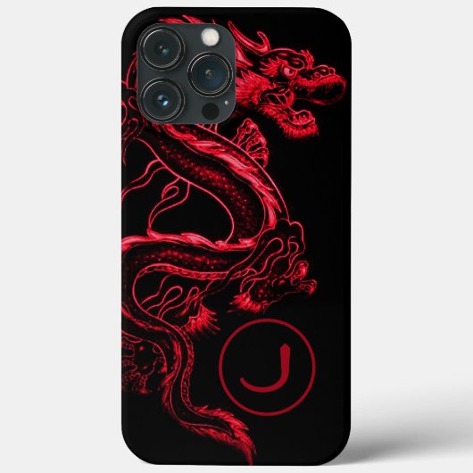Coques Case-Mate iPhone Dragon d'Asie Rouge monogramme (Verso)