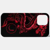 Coques Case-Mate iPhone Dragon d'Asie Rouge monogramme (Verso (horizontal))