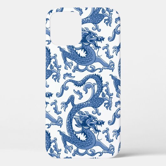 Coques Case-Mate iPhone Dragon de Chinoiserie Bleu et Blanc (Verso)