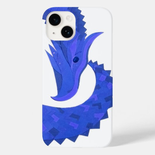 Coques Case-Mate iPhone Dragon de coeur bleu sur blanc (Verso)
