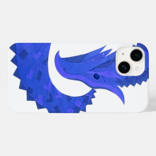 Coques Case-Mate iPhone Dragon de coeur bleu sur blanc (Verso (horizontal))