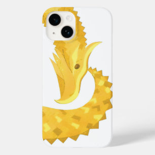Coque Pour iPhone 14 Dragon de coeur jaune sur blanc