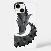 Coques Case-Mate iPhone Dragon de coeur noir sur blanc (Verso)