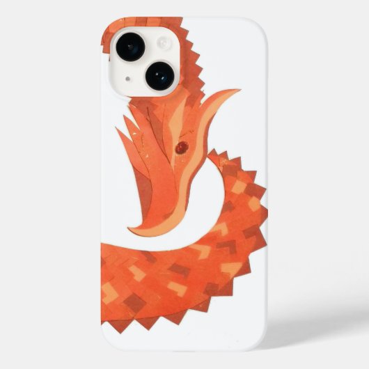 Coques Case-Mate iPhone Dragon de coeur orange sur blanc (Verso)
