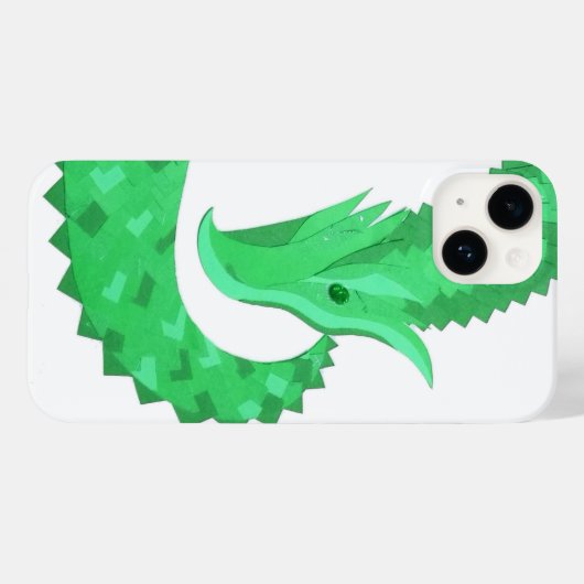 Coques Case-Mate iPhone Dragon de coeur vert sur blanc (Verso (horizontal))