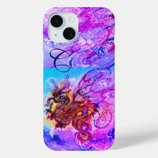 COQUES Case-Mate iPhone DRAGON DE MER, ROSE D'OR PURPLE BLUE SPARKLES MONO (Verso)