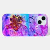 COQUES Case-Mate iPhone DRAGON DE MER, ROSE D'OR PURPLE BLUE SPARKLES MONO (Verso (horizontal))