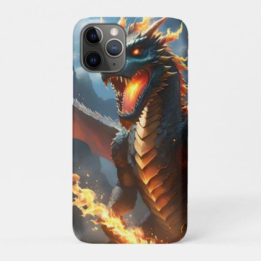 Coques Case-Mate iPhone Dragon de respiration par le feu effrayant, (Dos)