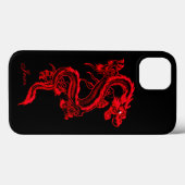 Coques Case-Mate iPhone Dragon de style chinois rouge (Verso (horizontal))