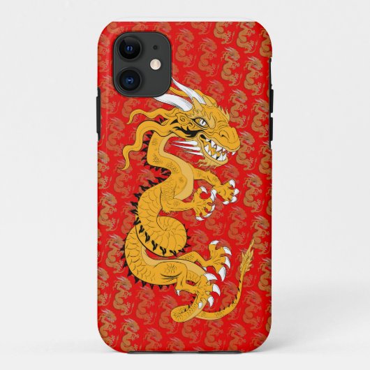 Coques Case-Mate iPhone Dragon d'or en rouge (Dos)