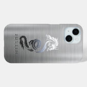Coques Case-Mate iPhone Dragon métallique brossé (Verso (horizontal))