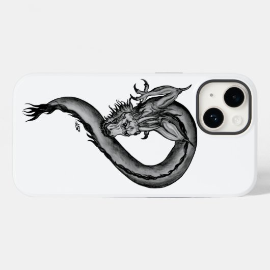 Coques Case-Mate iPhone Dragon noir et blanc (Verso (horizontal))