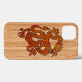 Coques Case-Mate iPhone Dragon Oriental Rouge en Bambou (Verso (horizontal))