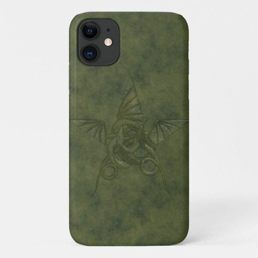 Coques Case-Mate iPhone Dragon Star - Embossée en cuir vert (Dos)