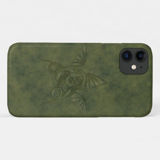 Coques Case-Mate iPhone Dragon Star - Embossée en cuir vert (Dos (Horizontal))