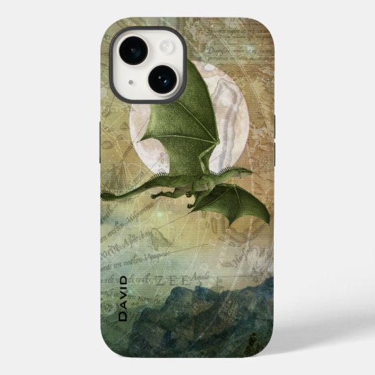 Coques Case-Mate iPhone Dragon volant vert personnalisé (Verso)
