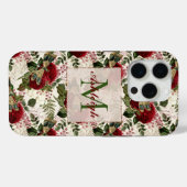 Coques Case-Mate iPhone Dragonflies de crème et Monogramme Rose (Verso (horizontal))