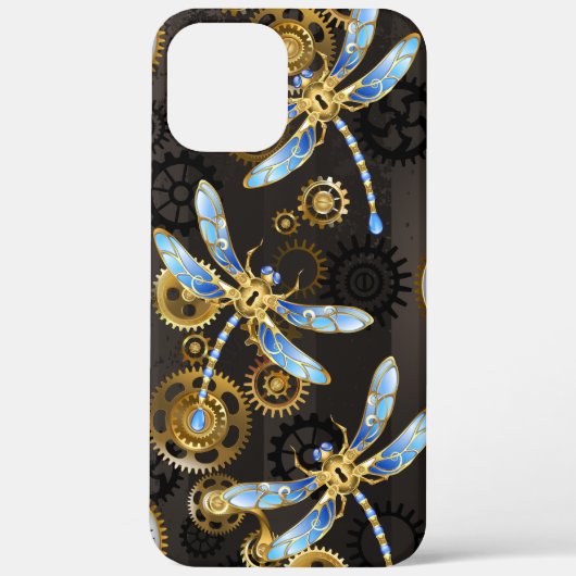 Coques Case-Mate iPhone Dragonflies de Steampunk sur arrière - plan rayé b (Verso)