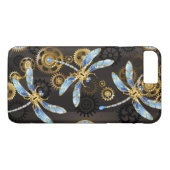 Coques Case-Mate iPhone Dragonflies de Steampunk sur arrière - plan rayé b (Dos (Horizontal))