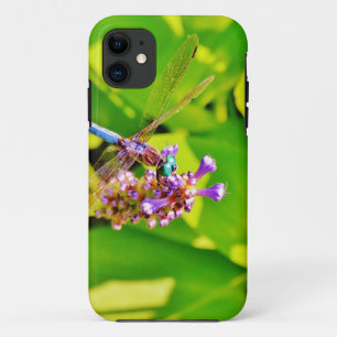 Coque Case-Mate Pour iPhone Dragonfly de couleur arc-en-ciel sur une fleur ros