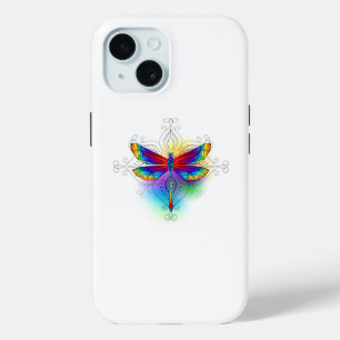 Coque Pour iPhone 15 Dragonfly en arc-en-ciel