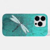 Coques Case-Mate iPhone Dragonfly en verre métallique sur vert Turquoise (Verso (horizontal))