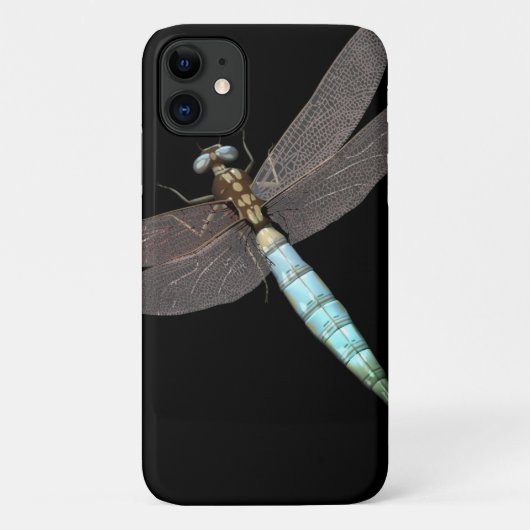 Coques Case-Mate iPhone Dragonfly numérique gros plan sur noir (Dos)