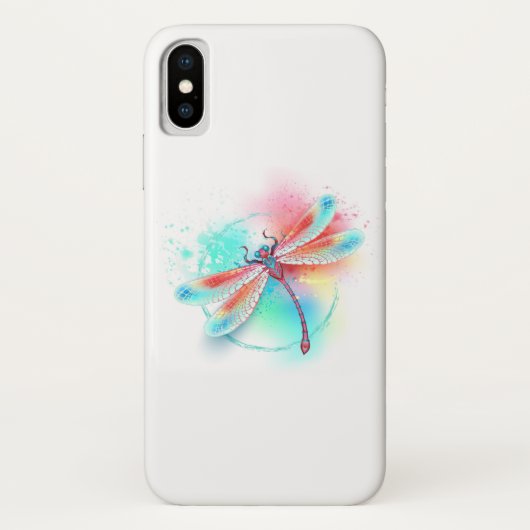 Coques Case-Mate iPhone Dragonfly rouge sur l'arrière - plan aquarelle (Dos)