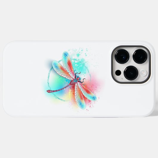 Coques Case-Mate iPhone Dragonfly rouge sur l'arrière - plan aquarelle (Verso (horizontal))