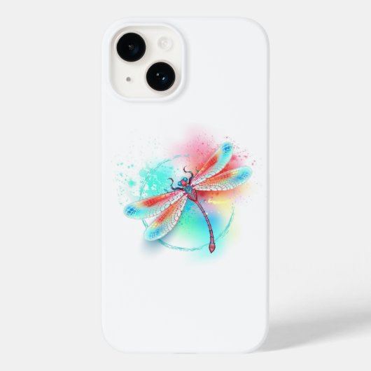 Coques Case-Mate iPhone Dragonfly rouge sur l'arrière - plan aquarelle (Verso)