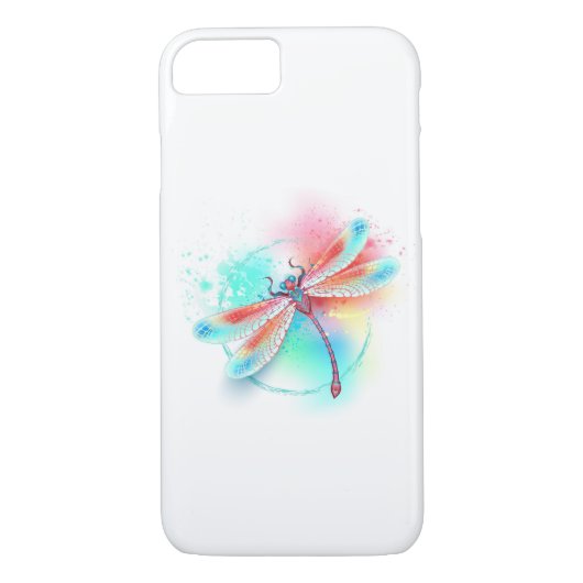 Coques Case-Mate iPhone Dragonfly rouge sur l'arrière - plan aquarelle (Dos)