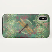 Coques Case-Mate iPhone Dragonfly sur Green With Rhinestones (Dos (Horizontal))