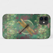 Coques Case-Mate iPhone Dragonfly sur Green With Rhinestones (Dos (Horizontal))
