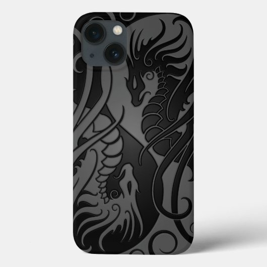 Coques Case-Mate iPhone Dragons de Yin Yang gris et noir (Verso)