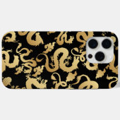 Coques Case-Mate iPhone Dragons d'or Motif Black BG (Verso (horizontal))