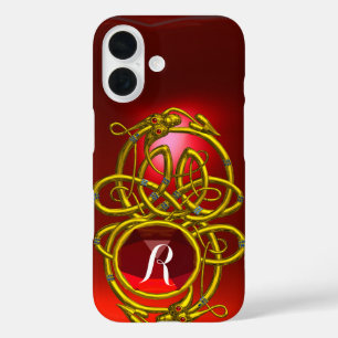 Coques iPhone 16 DRAGONS HYPER, COGNONS CELTIQUES D'OR Monogramme d
