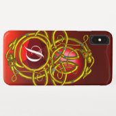 Coques Case-Mate iPhone DRAGONS HYPER, COGNONS CELTIQUES D'OR Monogramme d (Dos (Horizontal))