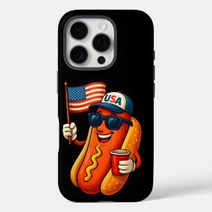 Coques iPhone 16 Pro Drapeau 4 juillet Hotdog Funny Patriotique USA