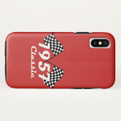 Coques Case-Mate iPhone Drapeau à damier noir et blanc classique Rétro 195 (Dos (Horizontal))