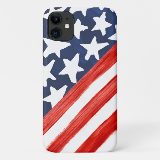 Coques Case-Mate iPhone Drapeau américain à l'aquarelle rustique Fête de l (Dos)