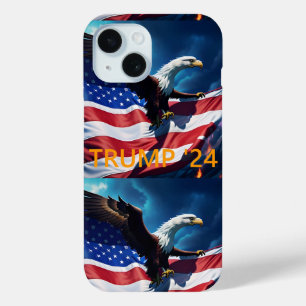 Coque Pour iPhone 15 Drapeau américain Aigle TRUMP 2024