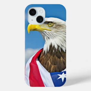 Coque Pour iPhone 15 Drapeau Américain Avec Aigle Bald