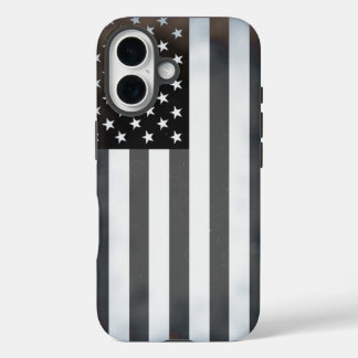 Coques iPhone 16 Drapeau américain Black & White Pop Art