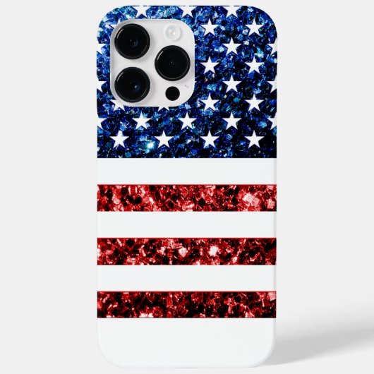 Coques Case-Mate iPhone Drapeau américain bleu faux scintillant (Verso)