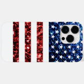 Coques Case-Mate iPhone Drapeau américain bleu faux scintillant (Verso (horizontal))