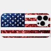 Coques Case-Mate iPhone Drapeau américain bleu faux scintillant (Verso (horizontal))