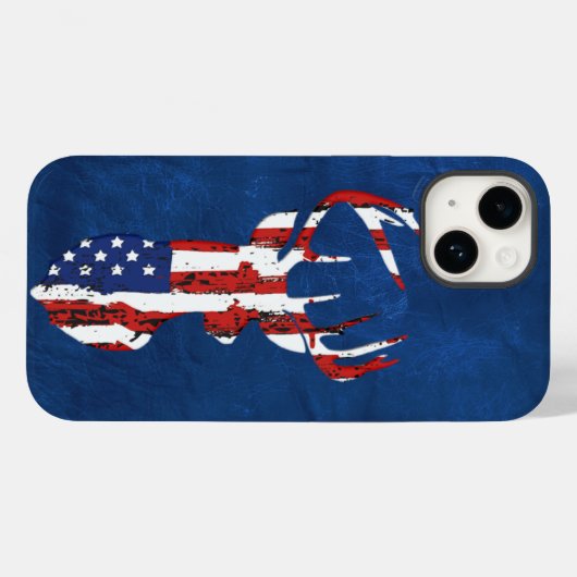 Coques Case-Mate iPhone Drapeau américain cerf en cuir bleu (Verso (horizontal))